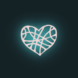 ReveLogoTealGlowingHeartWithDarkTealBackground